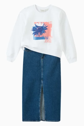 Boxy Flower Graphic Sweatshirt in Cotton-terry