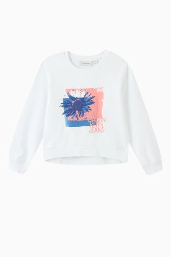 Boxy Flower Graphic Sweatshirt in Cotton-terry