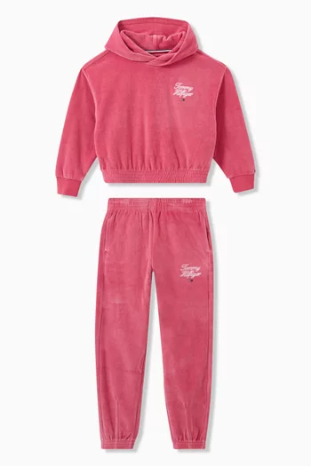 Logo Hoodie in Velour