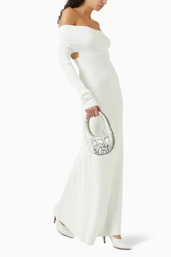 Off-shoulder Knit Maxi Dress in Viscose