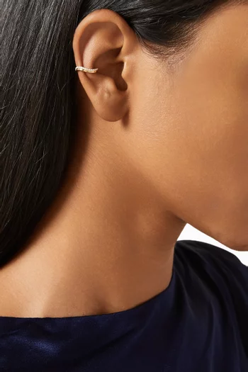 Double Diamond Single Ear Cuff in 18kt Gold