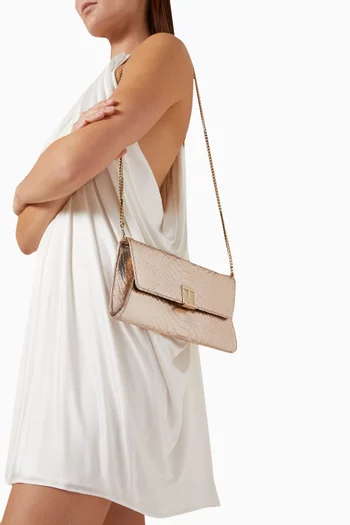 Nobile Clutch Bag in Python printed Metallic Leather