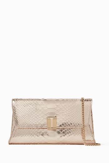 Nobile Clutch Bag in Python printed Metallic Leather