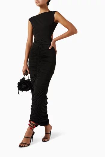 Ruched Open-back Maxi Dress