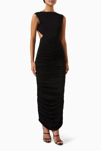 Ruched Open-back Maxi Dress
