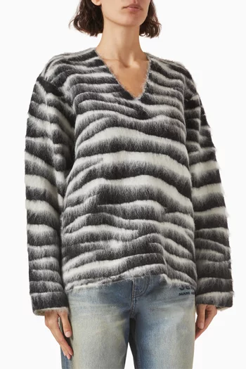Oversized Zebra Sweater in Merino Wool Blend
