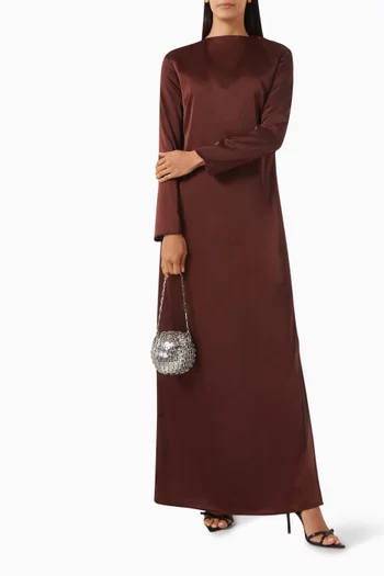 Carmen Long-sleeve Maxi Dress in Satin