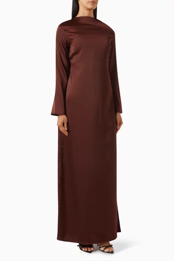 Carmen Long-sleeve Maxi Dress in Satin