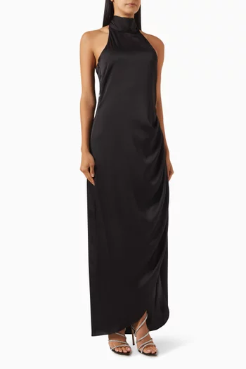 Neyla Halterneck Maxi Dress in Satin