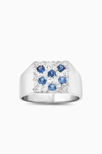 Mini Rose Garden Signet Ring in Sterling Silver