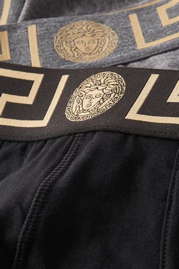 طقم سروال بنقشة غريكا قطن مطاطي، قطعتان