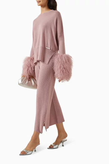 Cropped Button-detailed Pants in Wool-cashmere blend