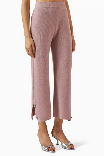Cropped Button-detailed Pants in Wool-cashmere blend