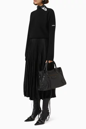 Patch Crop Sweater in Wool-knit