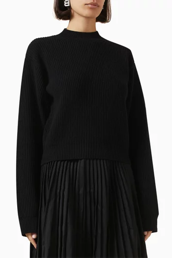 Patch Crop Sweater in Wool-knit