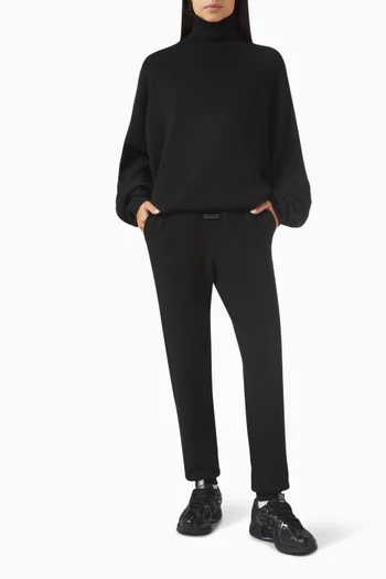 Waffle Roll Neck Sweatshirt in Nylon-blend Knit