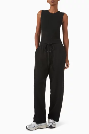 Relaxed Sweatpants in Waffle-knit