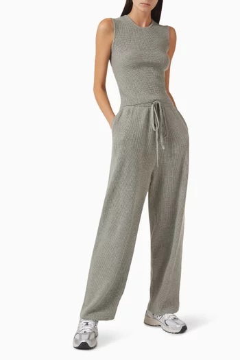 Relaxed Sweatpants in Waffle-knit