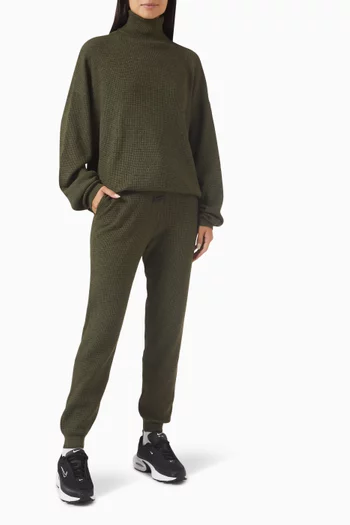 Waffle Roll Neck Sweatshirt in Nylon-blend Knit