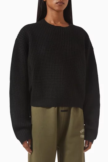 Waffle Crop Knit Sweater
