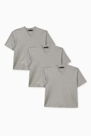 V-neck T-shirt in Cotton, Pack of 3
