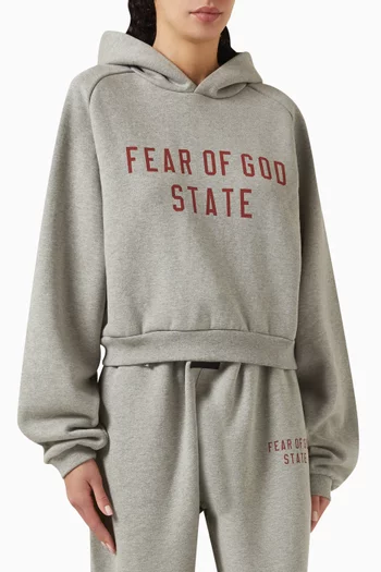 Logo Crop Hoodie in Core Fleece