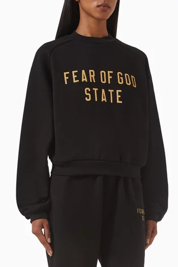 Logo Crop Sweater in Cotton Fleece