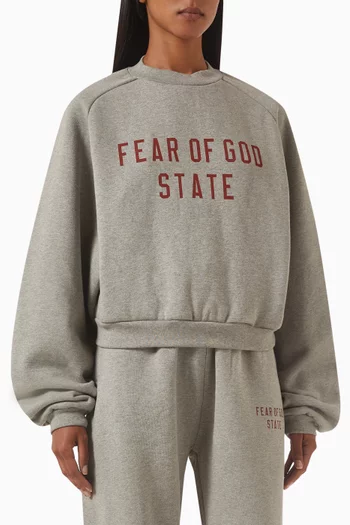 Logo Crop Sweater in Cotton Fleece
