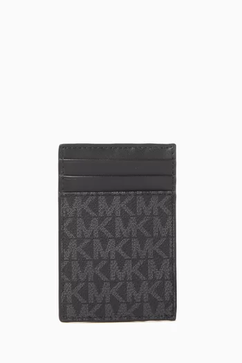 Hudson Card Case in Logo Canvas & Leather
