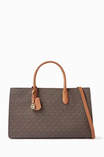 Medium Scarlett Satchel Bag in Coated Canvas