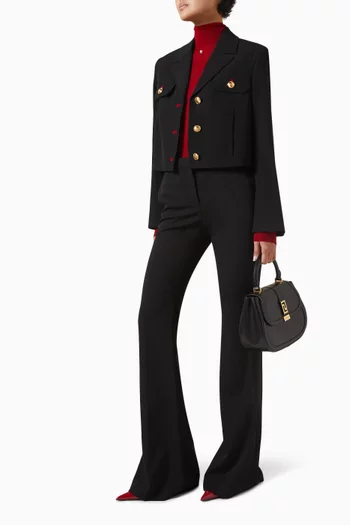 Cropped Jacket in Wool Gabardine