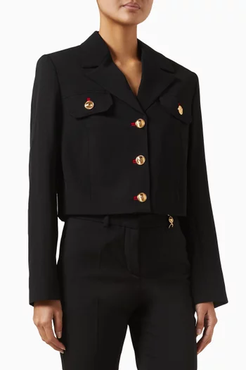 Cropped Jacket in Wool Gabardine