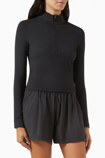 Studio Half-zip Crop Top in Stretch-knit