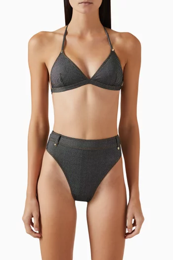 High-rise Bikini Briefs in Denim