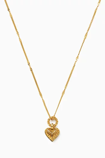 قلادة بدلاية ميني بتصميم قلب بارز الملمس نحاس مطلي ذهب عيار 18