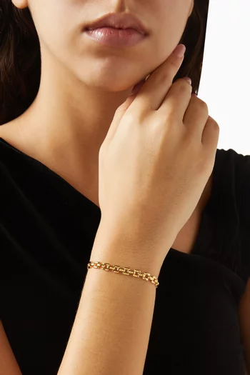 سوار تايم بيس بتصميم سلسلة نحاس مطلي ذهب عيار 18