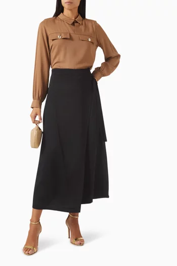 بلوزة بياقة قميص مزيج مودال