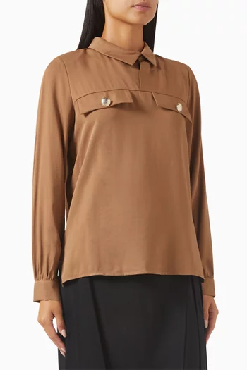 بلوزة بياقة قميص مزيج مودال