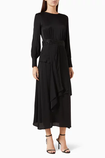 Draped Midi Dress in Viscose-blend