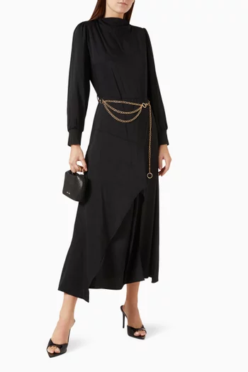 Belted Midi Dress in Viscose-blend