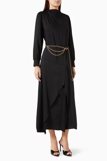 Belted Midi Dress in Viscose-blend