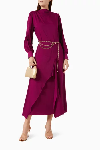 Belted Midi Dress in Viscose-blend
