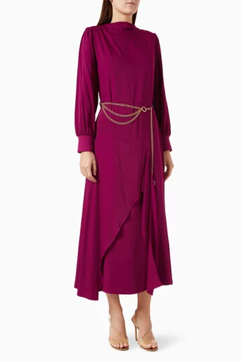 Belted Midi Dress in Viscose-blend