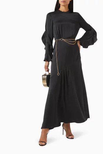 Ruffled-sleeve Maxi Dress in Viscose-blend