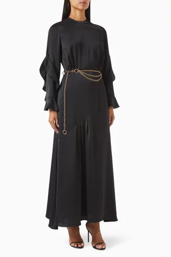 Ruffled-sleeve Maxi Dress in Viscose-blend