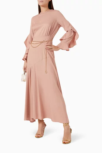 Ruffled-sleeve Maxi Dress in Viscose-blend