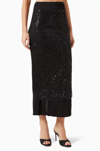 Sequin-embellished Pencil Midi Skirt