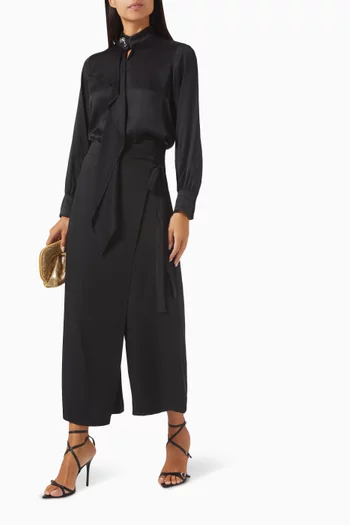 Wrap-front Wide-leg Pants in Viscose-blend