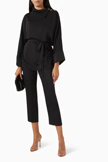 Cropped Drawstring Pants in Viscose-blend