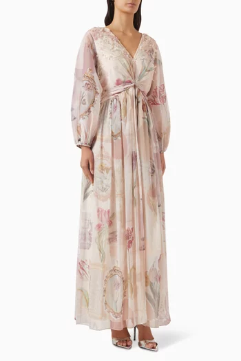 Zendaya Printed Maxi Dress in Chiffon